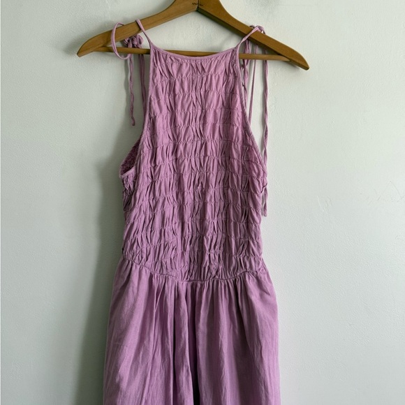 Free People Fp Beach Free-Est Gitana  Maxi Dress Linen Pleated Billowy Smocked - Picture 4 of 10